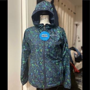 NWT Girl's X-Larg Columbia Reversible White Trail II Hooded Reversible Jacket